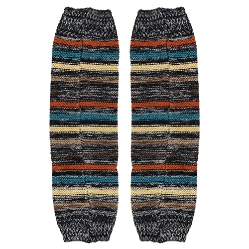JPGhaha Guêtre Femme Jambières Rayé 41cm Hautes Femmes Filles Guetre Chaudes Jambières Legging Femme Tricoté Chausettes Hiver Tricot Cover