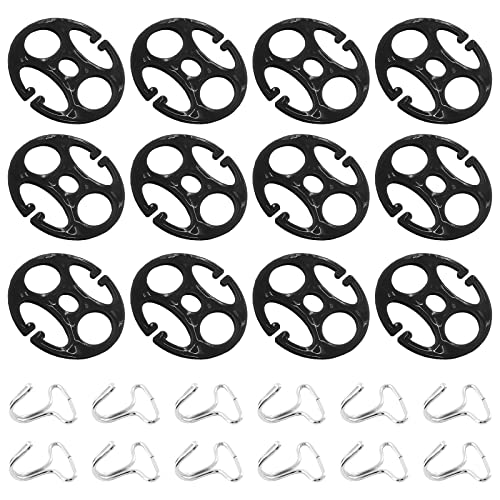 Moicstiy 24Pcs Car Seat Cover Plum Plate Metal Hooks, 12Pcs Plastic Car Seat Covers Chucks and 12Pcs Metal Hooks Set Locking Clip Plastic Card Fixed Fastener Buckle Replacement for Car Seat (Black)