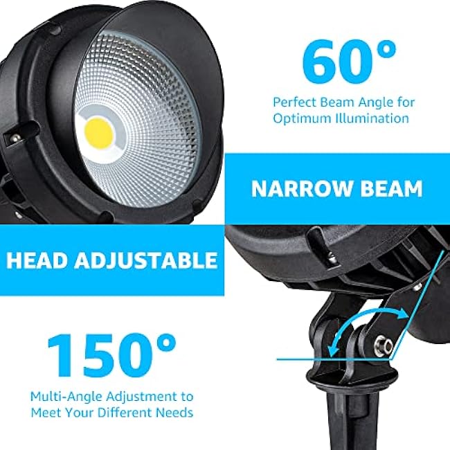 SUNVIE LED 40W Spot Lights 5000K Daylight White Flag Pole Light