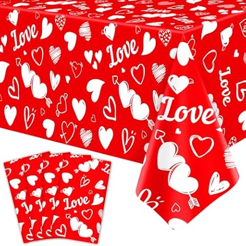 4 Pack Waterproof Valentine's Day Tablecloths Cover
