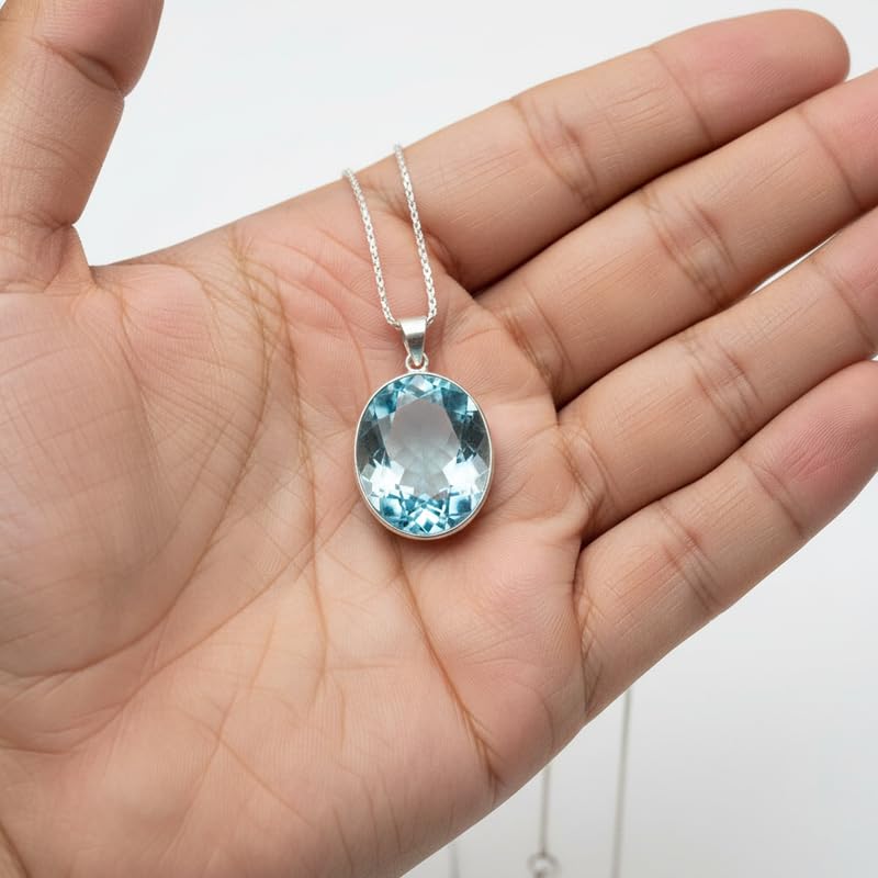 Pendentif en quartz bleu naturel LKBEADS, le cadeau idéal avec chaîne 45cm - 3