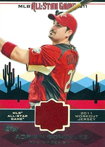 Sports Memorabilia Autograph Warehouse 343483 Adrian Gonzalez Player Worn Jersey Patch Baseball Card - Boston Red Sox 2011 Topps All Star No. AS4