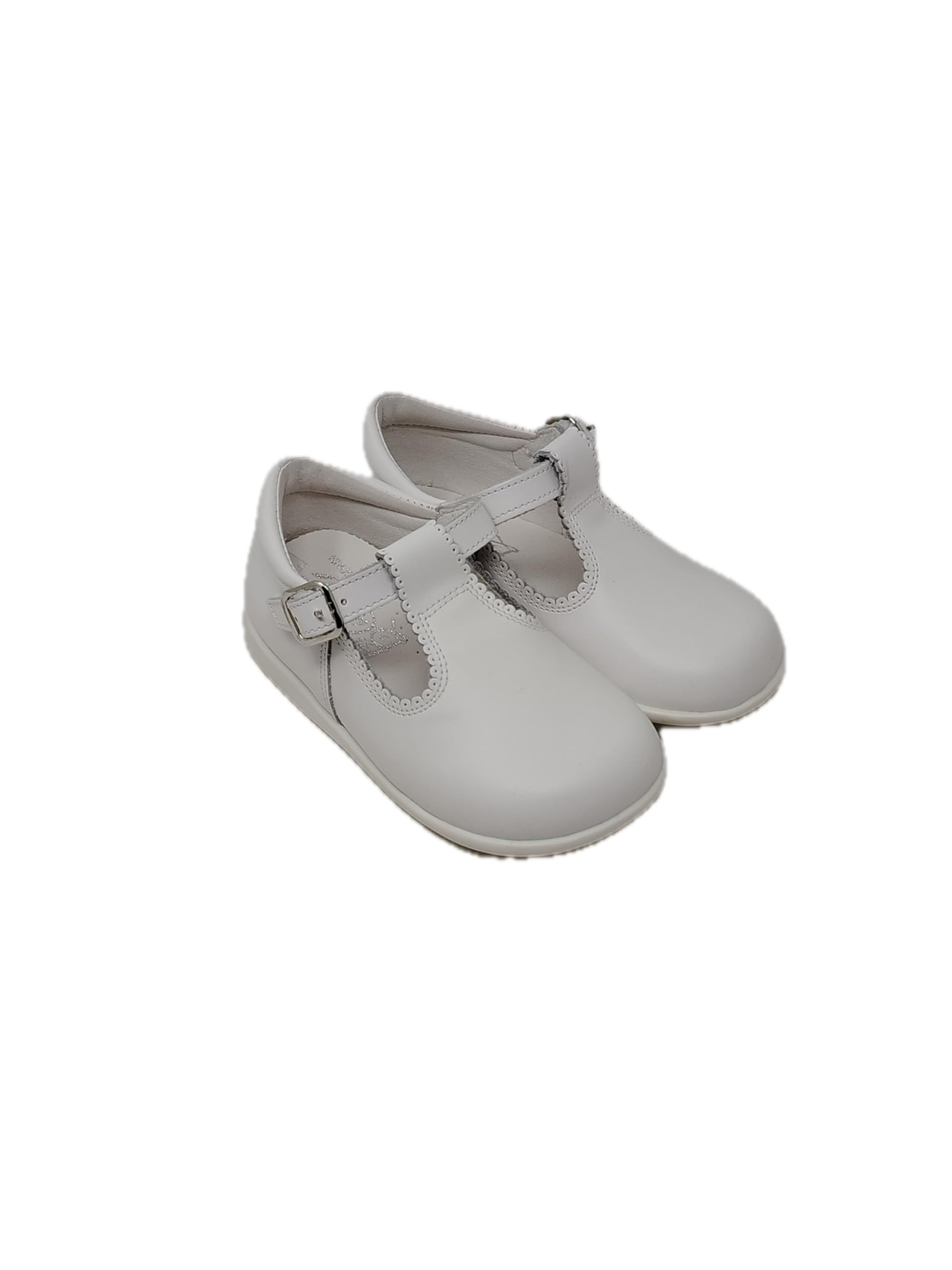 Genérico Zapatos Bebé de Piel para Bautizo, Ceremonia Cómodos, Hebilla Ajustable Suela Flexible, Calzado Infantil Elegante Mod 463