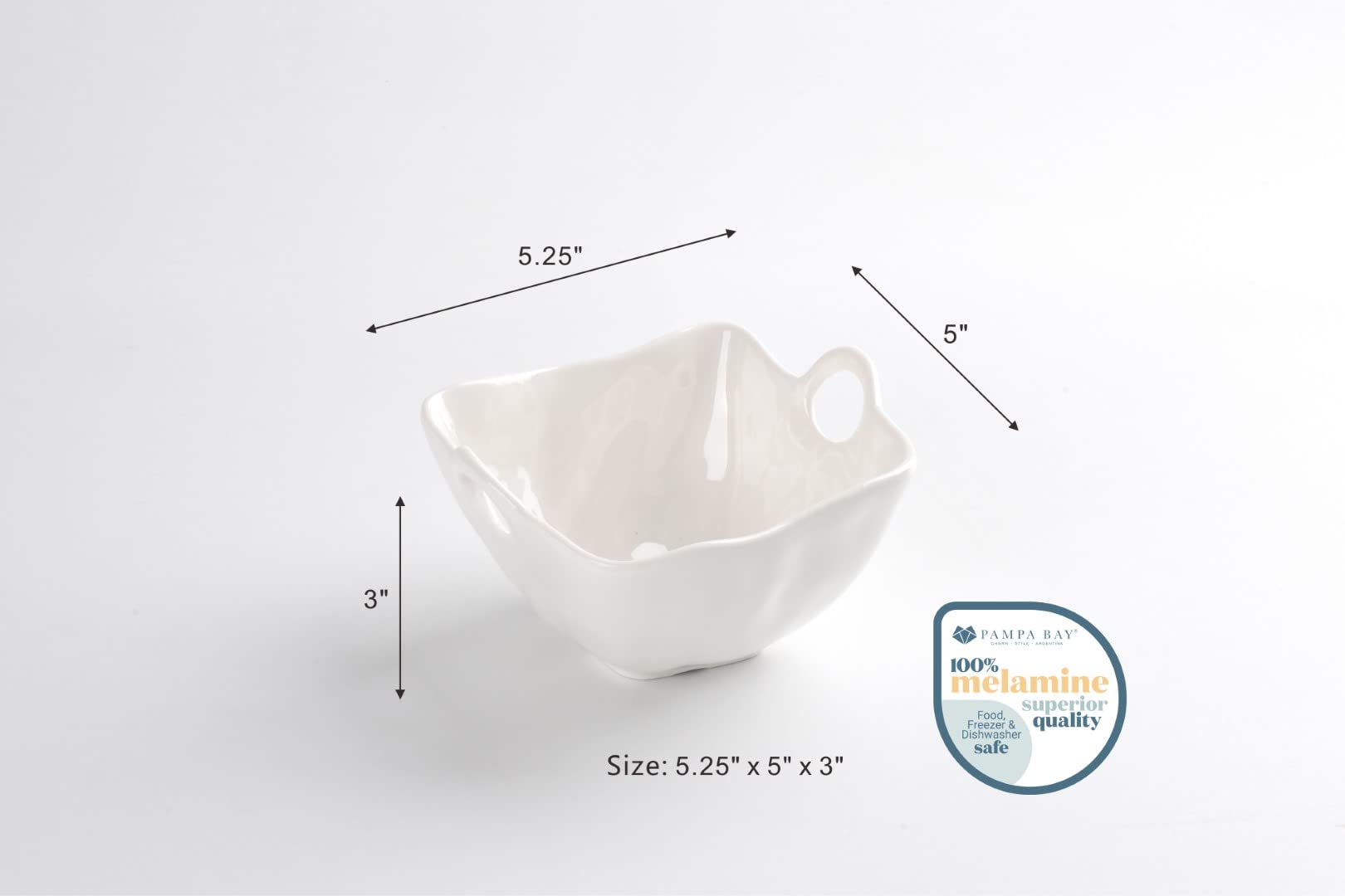 Pampa Bay Bruchsichere Melamin-Snackschale, 13 cm, für Lebensmittel, Gefrierschrank, spülmaschinenfest, Weiß