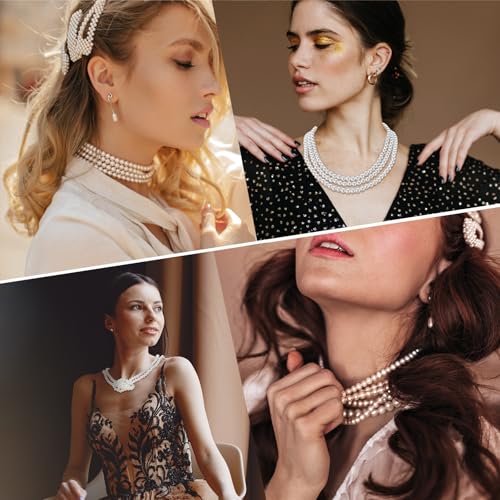 Long Pearl Necklaces For Women Faux Long Pearl Necklaces Vintage Elegant Pearls Beaded Pearls Necklace 1920s Gatsby Costume Jewelry For Women Flapper Party Halloween Jewelry Mother's Day Gift3