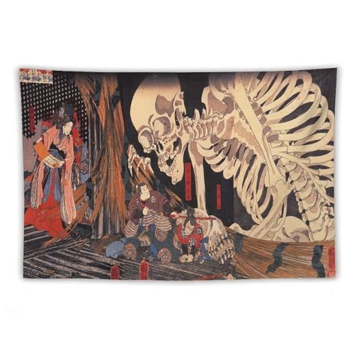 歌川国芳 相馬の古内裏 がしゃどくろ ドクロ 骸骨 浮世絵 タペストリー 壁掛け 人気 布ポスター 壁飾り ウォールアート 個性ギフト ファブリック装飾 部屋 窓カーテン 装飾用品 40"x60"
