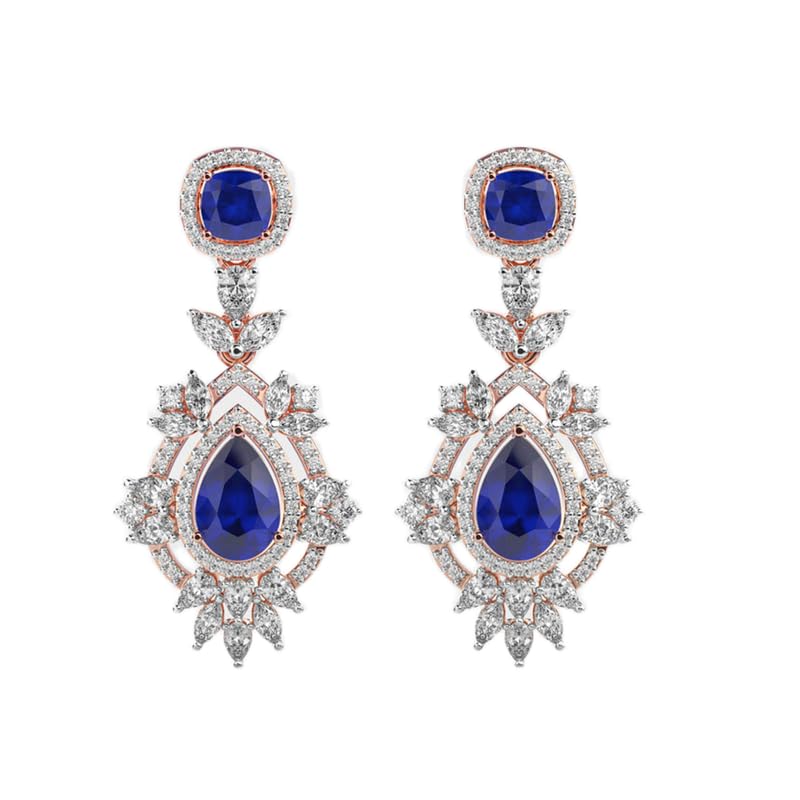 Boucles d'oreilles Oceanic Glow en argent sterling 925 | Plaqué or rose | Pierre n° 154 | Taille de la pierre : 0,01-0,17 mm | Poids : 6,428 crt | Formes :...