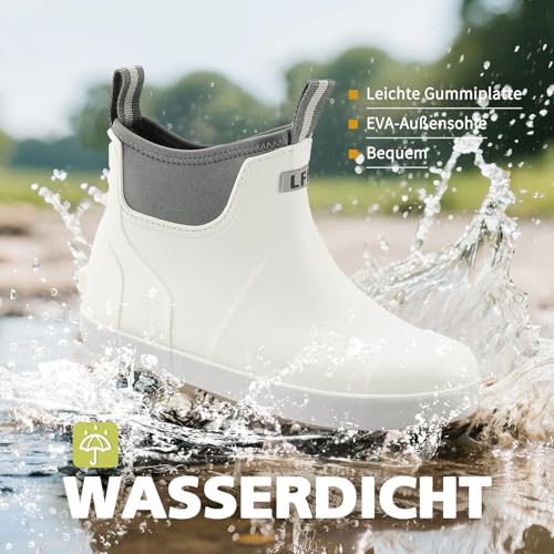 Foinledr Gummistiefel Damen Halbhoch, Wasserdicht Gefüttert Antirutsch Stiefel, Regenstiefel für Outdoor Gartenschuhe