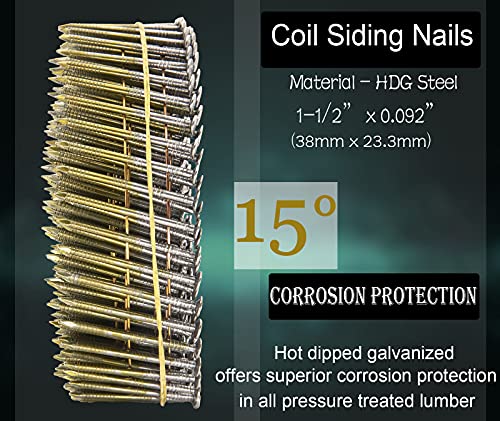 Bootop Pin 112092-15D Siding Nails 1-1/2-Inch X .092-Inch 15-Degree Collated Wire Coil thumb #1