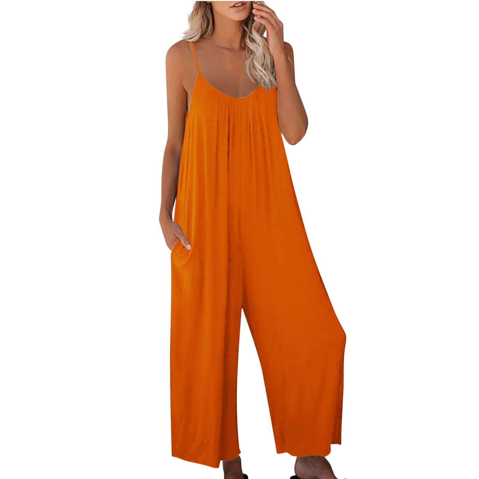 L9WEI Mono largo para mujer, estilo bohemio, para verano, informal, cuello en V, elegante, suelto, sin mangas, con bolsillos, estampado