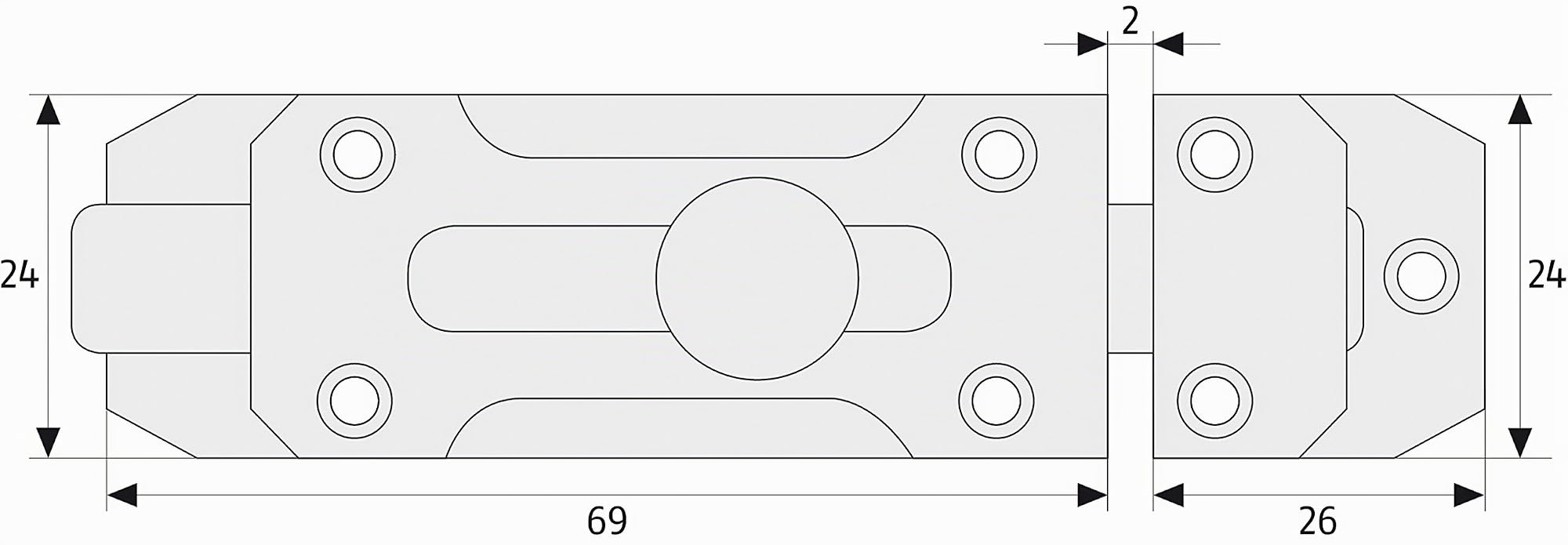 Abus 59683 Targette 70 mm Argent