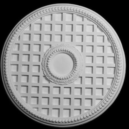 Hand Carved Plaster Ceiling Medallion 24 Inch Diameter by 1 5/8" White with Lattice #DC702-085 by DecoCraft USA