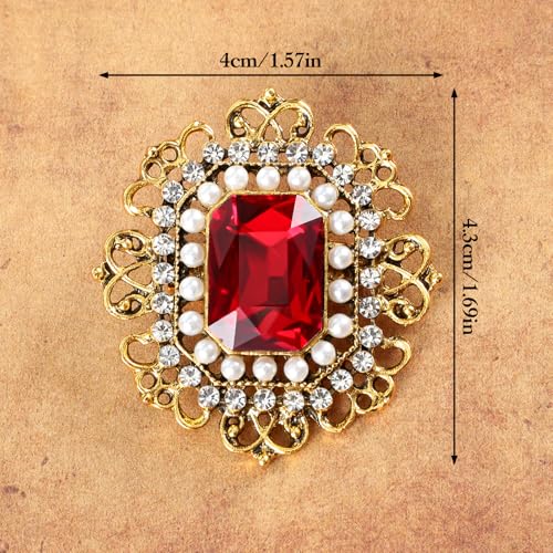 Image of Antique Rhinestone Brooch Pin for Women Victorian Brooches Vintage Crystal Flower Lapel Pins Clip Elegant Floral For Wedding Christmas Ornament Hat Sweater Coat Scarves Dress Badges Jewelry