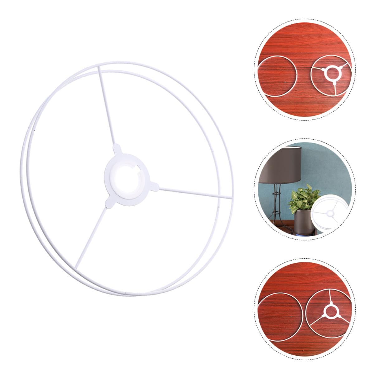 Cadres Métalliques pour Abat-Jour en Fer 35 CM, Support Double Cercle pour Lampes de Table et Lampadaire, Accessoire de Bricolage pour Luminaire Intérieur Salon