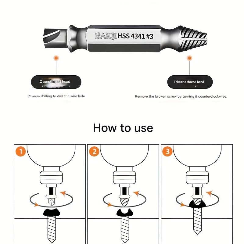 5pcs Damaged Screw Extractor Drill Bit High Speed Steel for Stripped Screws and Bolts with Storage Case