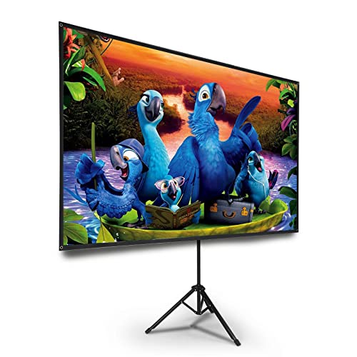 OGL 4K Portable Projector Screen with Tripod Stand, 80 Inch 16:9 Light-Weight Outdoor Movie Screen, Mobile and Compact, Easy Setup and Carrying, Projection Screen with 1.2 Gain Density Fiber, Idea for Home Cinema, Tours, Exhibitions, Meeting