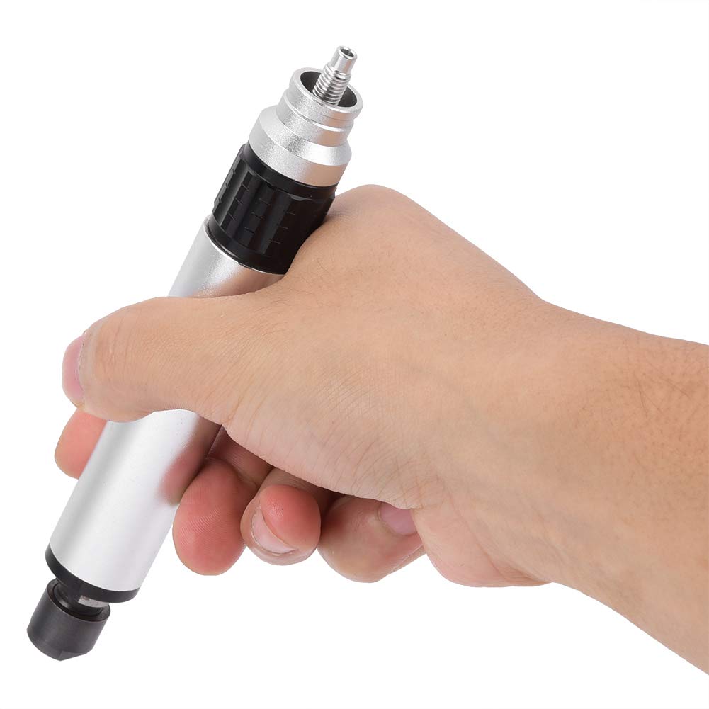 Pneumatischer Schleifstift, Luft-Mikro-Stabschleifwerkzeug, hohe Geschwindigkeit 35.000 U/min mit 3-6-mm-Spannfutter, flexibler Schlauch zum Gravieren, Polieren, Schleifen, (Typ B – Silver