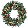 MACTING 24inch Christmas Wreaths for Front Door8 Lighting Mode Artificial Wreath with Lights Battery Operated Indoor Outdoor Winter Christmas Wreaths with Red Berries Pine Cones and Pine Ornaments