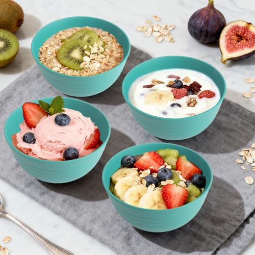 Image of Wheat Straw Bowls 10 OZ, Unbreakable Ice Cream Bowls Set of 6, Reusable Mini Bowls for Salad, Cereal, Soup, Microwave & Dishwasher Safe Fruit Bowl for Indoor & Outdoor, Green