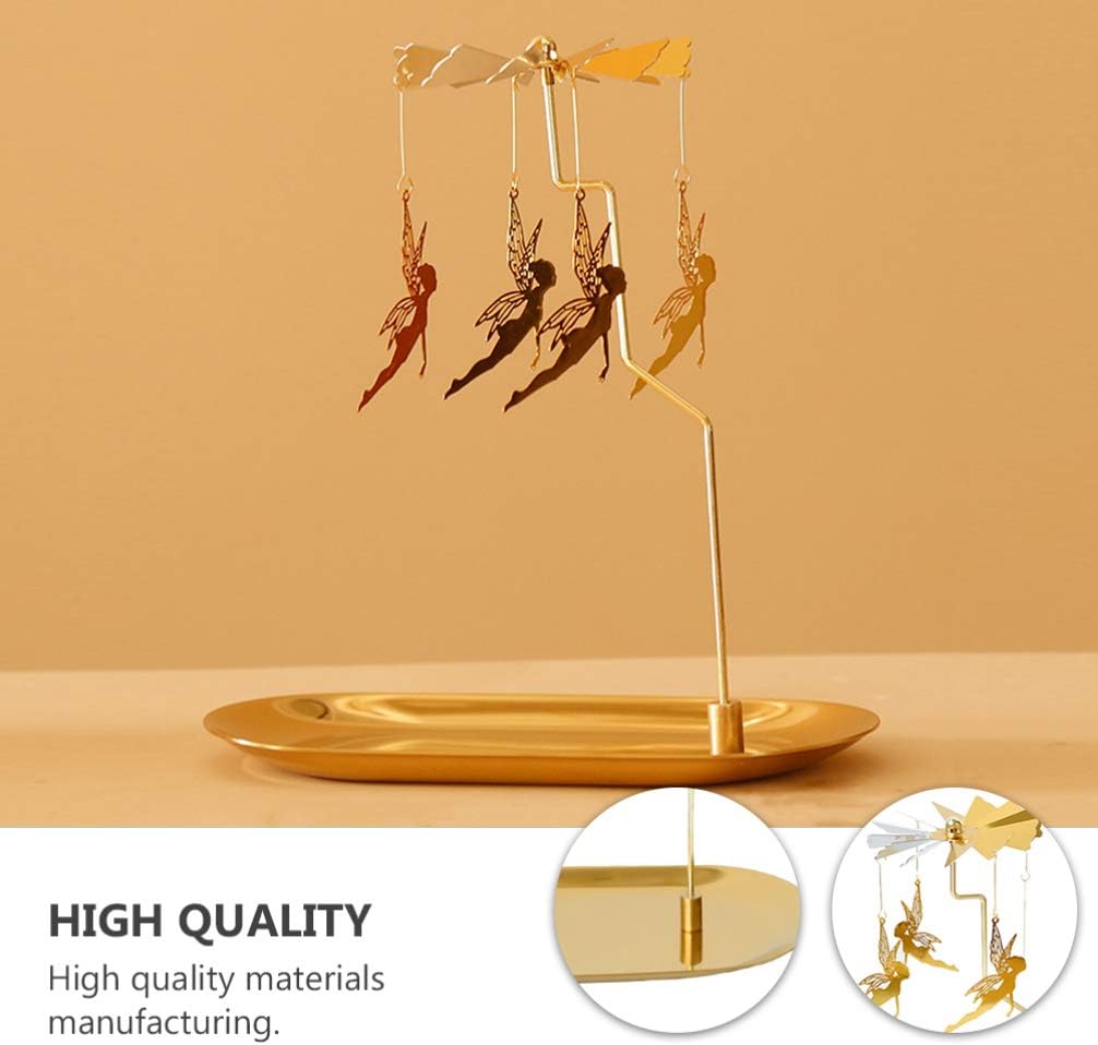 Minkissy Wedding Table Decor Wedding Table Decor 1 Set Christmas Candle Holder, Metal Rotating Candle Holder Without Candle for Home Christmas Decoration (Golden) Carousel Candle Holder