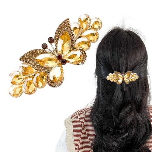 Pinza Mariposa para Cabello con Rhinestones, Clip de Metal Zinc, 9 cm miniatura 1