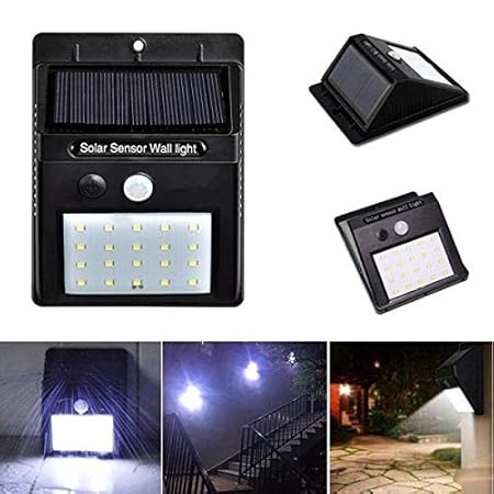DEBIRE Bright Outdoor Security Waterproof Solar Motion Sensor 20 in 1 LED Light, Black
