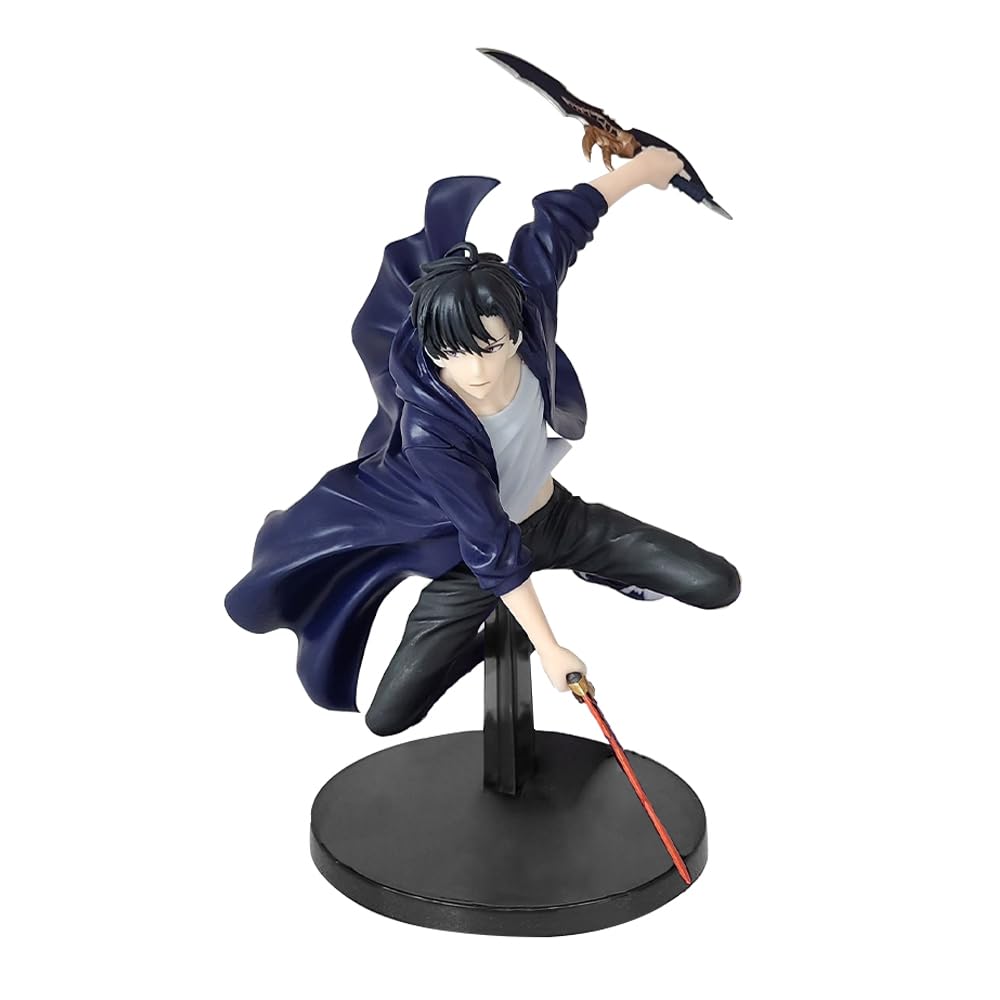 – Sung Jin Woo Anime Figure Battle Pose Models Statue PVC Sung Jin Woo Figurine Anime Merch Computer Desktop Ornaments Gifts 13CM