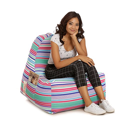 Image of Style Homez Hackey Cotton Canvas Stripes Printed Bean Bag XXL Size Filled with Beans Fillers