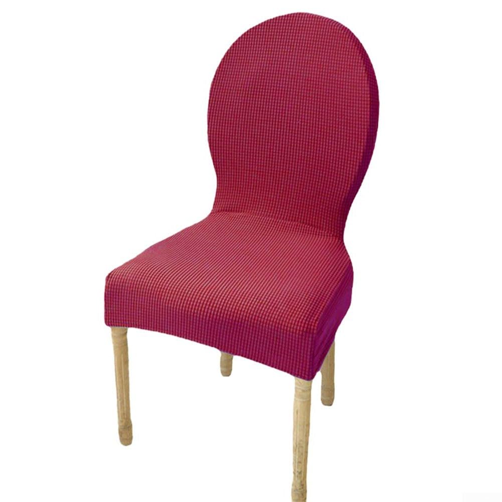 Funda ovalada de terciopelo para silla de comedor, fundas elásticas suaves para comedor, fundas de silla lavables para sala de estar y dormitorio (borgoña)