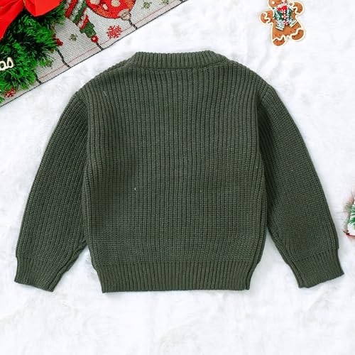 Girls Christmas Round Neck Embroidered Green Pullover Warm Cozy Sweater Winter Turtle Neck4