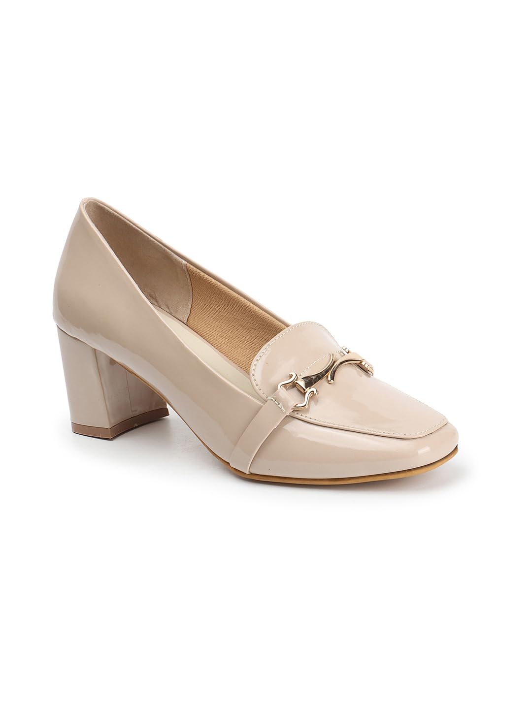 Women's Solid Pointed Toe Block Heel Pumps-image-33