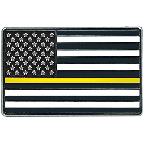 LEO Challenge Coins EL8-015 Thin Gold Line Flag Pin 911 Dispatcher Emergency Yellow