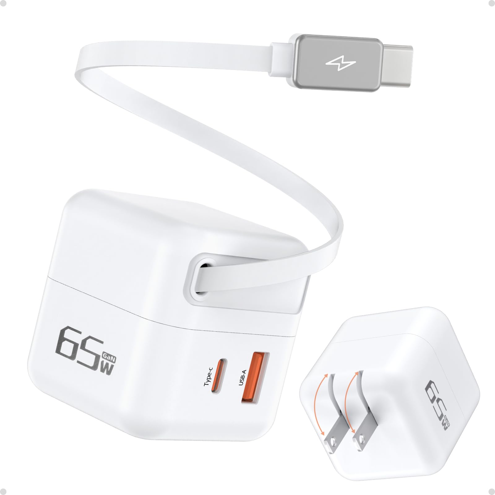 Amazon | 巻き取り式充電器 type-c 65W usb-c充電器 PD3.0対応 巻き