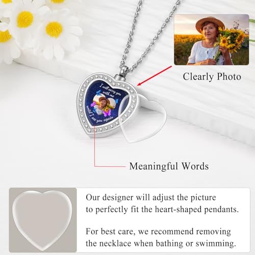 XIUDA Customized Photo Urn Necklace for Ashes Personalized Picture Cremation Necklace Custom Photo Memorial Cremation Jewelry for Ashes for Women Men3