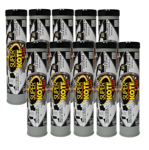 Image of Lithium Complex Grease | Cartridge | Superkote 2000 Multipurpose | NLGI 2 | EP | High Temp | Automotive | Construction | Industry | Gear | Wheel Bearing | Axle | Ball Joint | White | 10-Pack of 14 Oz.