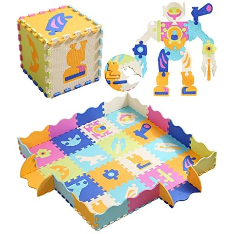 Alfombra Puzzle Infantil MUSOLEI Robot con Valla Cover