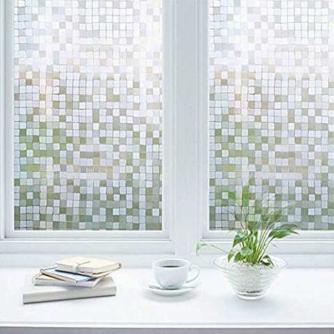 Zindoo Window Film Privacy Self Adhesive Window Film Static Cling Decorative Window Vinyl Privacy Window Stickers for Home Office Decoration 44.5 * 200cm Cover