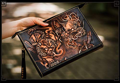 QFWN Las Tropas Valientes Hombres Hechos a Mano Titular de la Bolsa de Dinero del Monedero del Embrague del Cigarrillo del Bolsillo Hombre Embragues (Color : Multi)