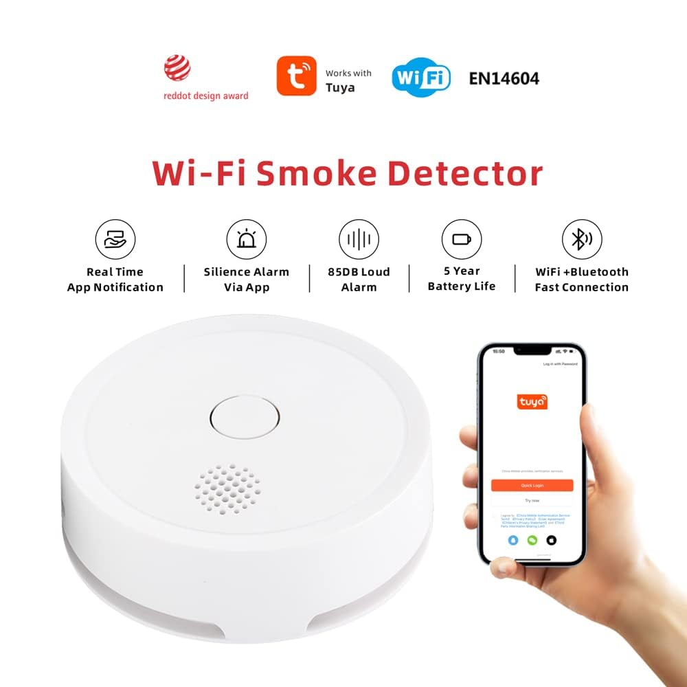 HEIMAN Alarma de Humo Inteligente WiFi inalámbrica, Detector de Humo fotoeléctrico con EN14604, Advertencia de batería Baja, con batería reemplazable/5 años de duración de la batería (5)