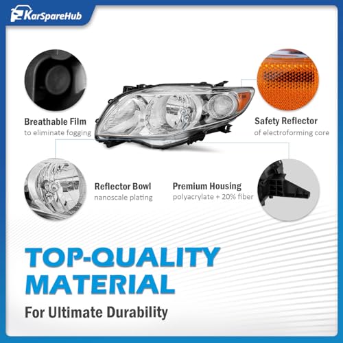 Image of Headlights Assembly with Bulbs for 2009 2010 Toyota Corolla
