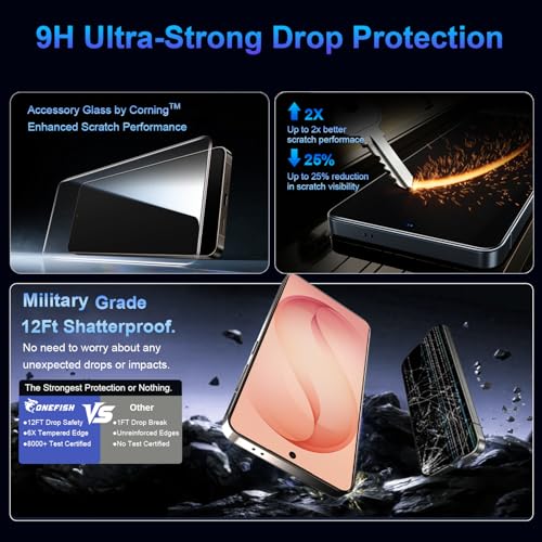 Image of OneFish Privacy Screen Protector Designed Compatible with Samsung Galaxy S26 Plus, 9H Tempered Glass, Scratch Resistant Bubble Free, Easy Installation, Auto Dust-Elimination 2 Pack