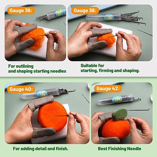 Image of Yizzvb 120 Pcs Needle Felting Needles, 4 Sizes Wool Felting Needles, Needle Felting Tools Supplies Kit with Felting Needles Fingercots Storage Box for DIY Wool Felting Crafts (Pack of 2)