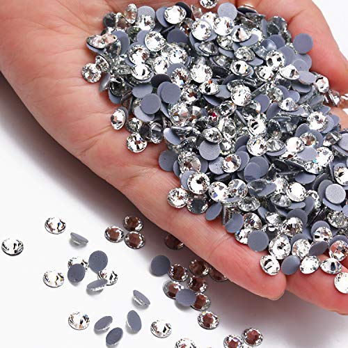 Image of 1000 Pieces Hot Fix Glass Flatback Rhinestones HotFix Round Crystal Gems (Crystal Clear, SS20)