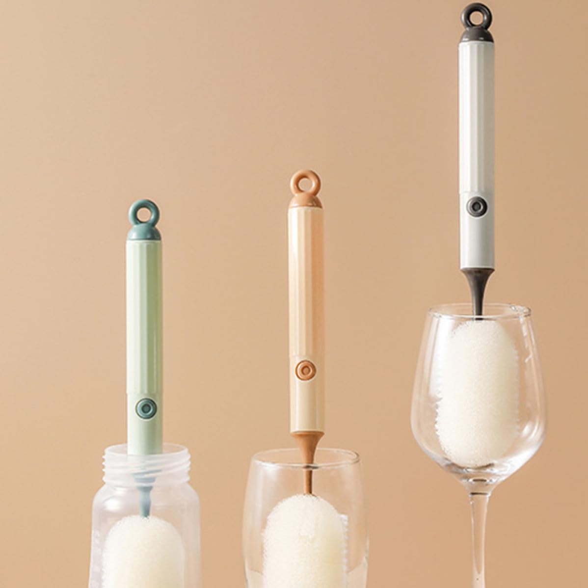 Bottle Cleaning Brush Set Quick and Scratch-Free Cleaning with Long Handle 4pcs Pp and Sponge Material for Glassware and Jugs, for Kitchen and Office Use