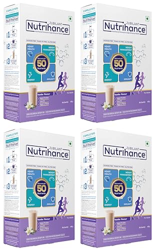 Image of Balanced With 50 Vital Nutrients |Vanilla Flavour Nutrition Drink|Supports Heart Health Immunity Weight Management Energy Booster 400 Gm X Pack Of 4, Powder, 4 count, 8 servings