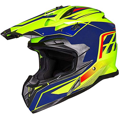 ILM Adult ATV Motocross Off-Road Street Dirt Bike Full Face Motorcycle Helmet DOT Approved Dual Sports Suits Men Women(XL Yellow Blue)