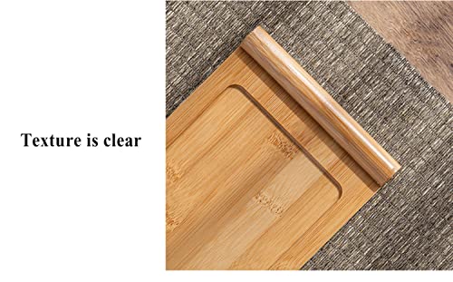 Image of Bamboo Serving Tea Tray Book Scroll Japanese-Style Kung Fu Tea Table Rectangular Tea Accessories (M)