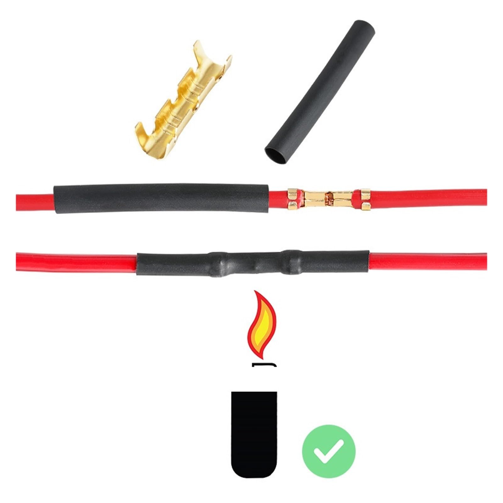 Lot de 300 cosses à sertir en forme de U 0,5 à 1,5 mm² et tube thermorétractable