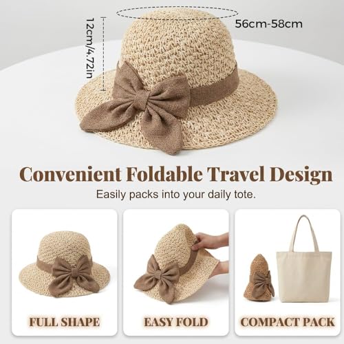 Sombrero de paja elegante para mujer con ala ancha miniatura 5