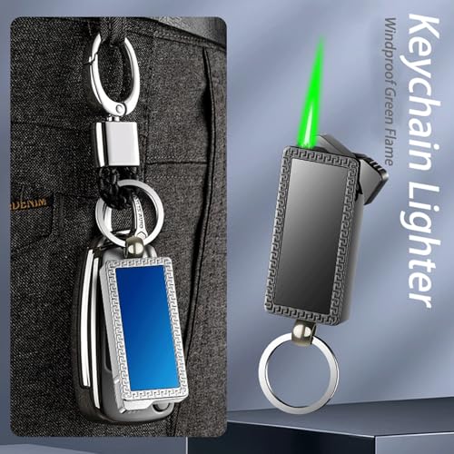 Encendedor ajustable a butano, resistente al viento, metal negro miniatura 2